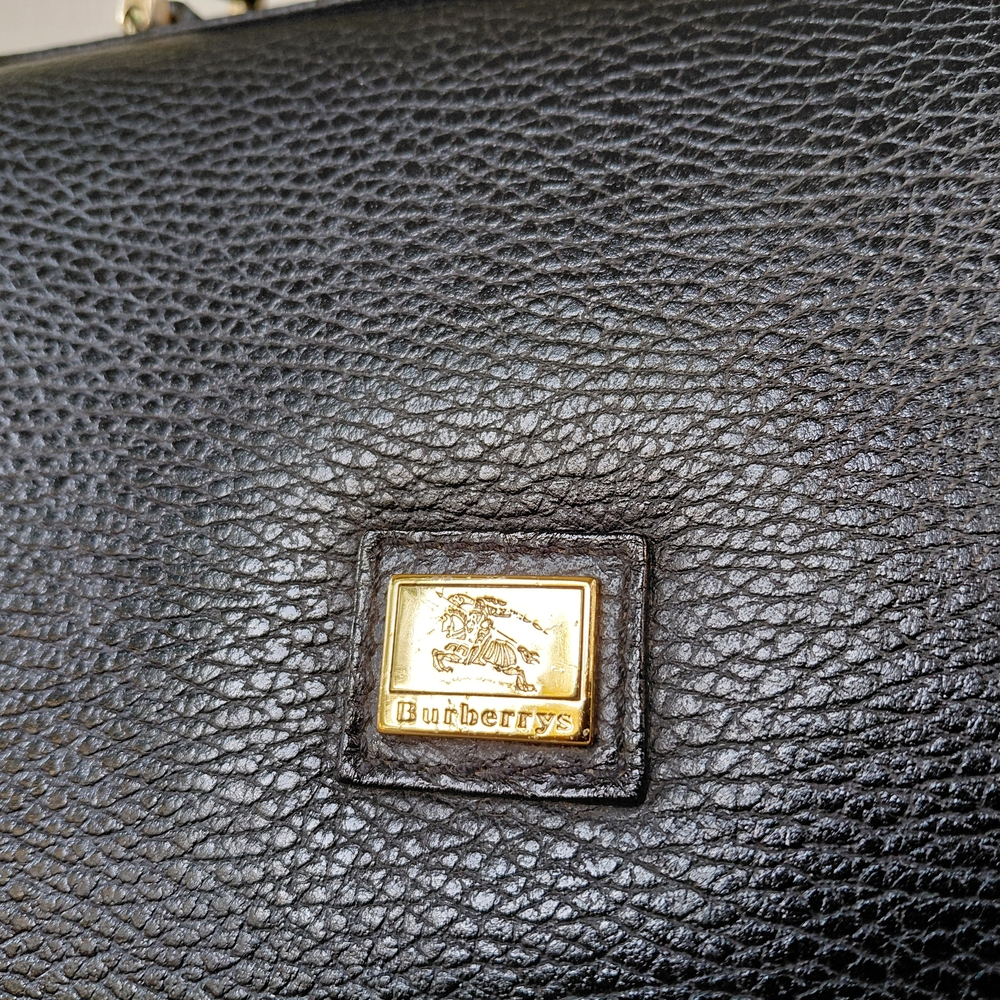 Burberry Black Leather Briefcase with Gold Accents - Picture 2 of 10